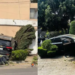 Camioneta de lujo choca contra casa en la Del Valle y deja boquete en muro