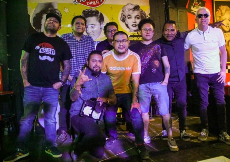 La banda de Ska Maskatesta en rueda de prensa ésta tarde.