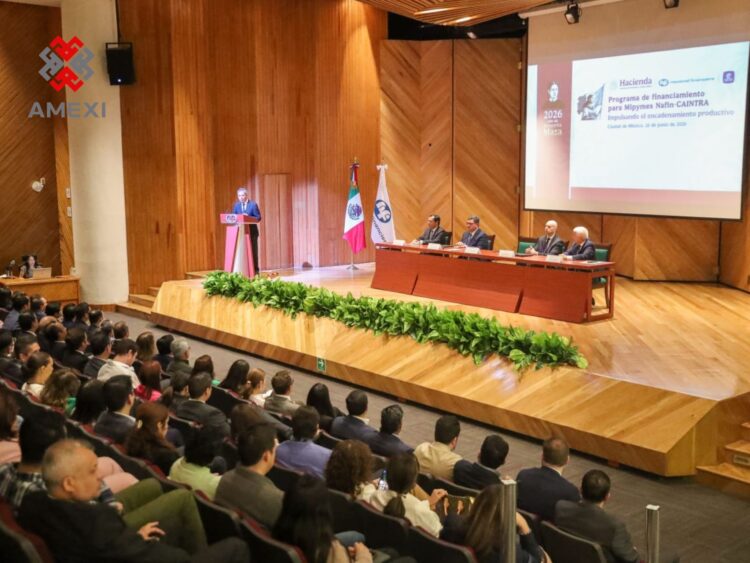 Nafin y Caintra firman convenio para ampliar el financiamiento a Mipymes mediante crédito y cadenas productivas. AMEXI/Foto/@caintra_nl